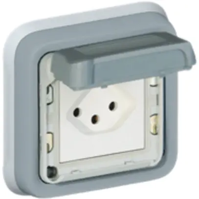 Prise ENC PLEXO T13 gris 10A 250V 