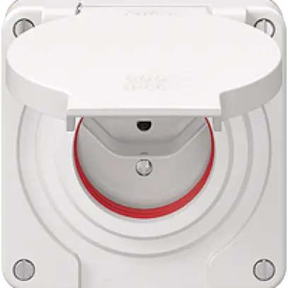 Prise NEVO N.CO 1×T13, IP55 d'après SN 441011, a.joint rouge, blanc 