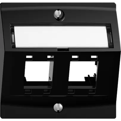 Kit montaggio EDIZIOdue, con cappa di uscita obliqua, per 2×RJ45, nero 