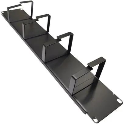 Panneau de renvoi 19" Standard-Line, 4× guide-câbles 64×86mm, 2UH, tô-ac, noir 
