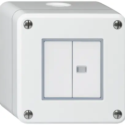 Contatto pulsante AP robusto IP55 2×1P bianco 1×illuminato 