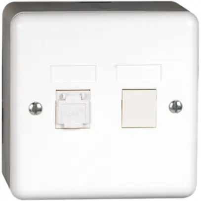 Boîte AP cat.6 ST.2p.1RJ45/u blanc 
