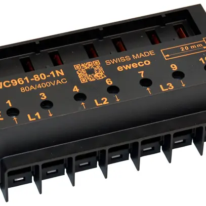 Borne à fiche 80A 3P-1N nécessite goupille de compteur à 4 pans 2.5…35mm² 
