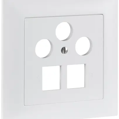 Kit frontale ENC R&M MM SAT 2×RJ45 3×coaxial 88×88mm blanc 