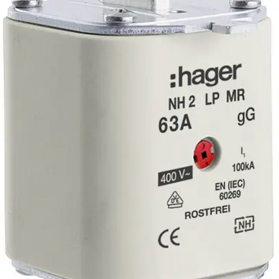 Fusibile HPC Hager DIN2 400VAC 63A gG/gL segnalatore centrale inossidabile 