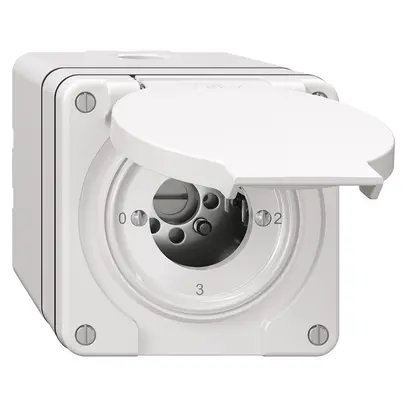 NAP-Drehschalter NEVO, 5/1L, ohne Zylinder, KS, 0-1-2-3, weiss 