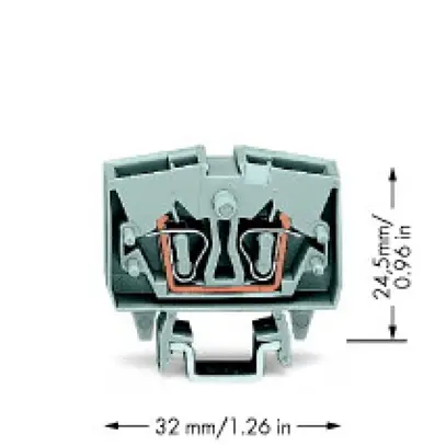 Morsetto WAGO mini 2L 2.5mm² grigio per DIN-15 