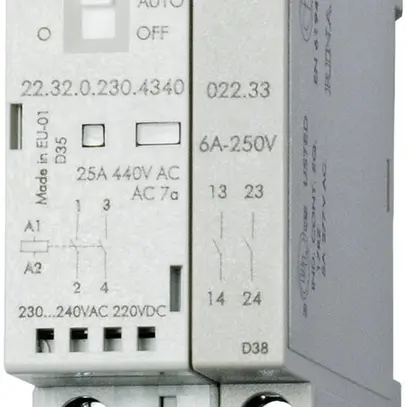 Contacteur AMD Finder 22.32, 12VUC, 1F+1O 25A/440VAC AgSnO2, LED+interrupteur 