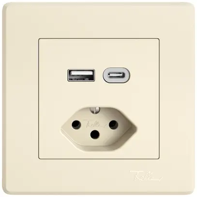 Presa di ricarica USB INC EDIZIO.liv SNAPFIX® USB A+C/T13 3A 230VAC cr 