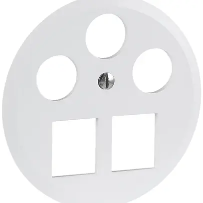 Disque frontal R&M MM SAT 2×RJ45 3×coaxial Ø58mm blanc 