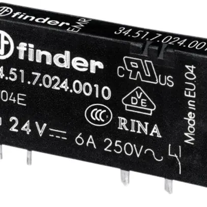 Relè di commutazione Finder Serie 34, 1Ch 6A/12VDC 840Ω AgNi 