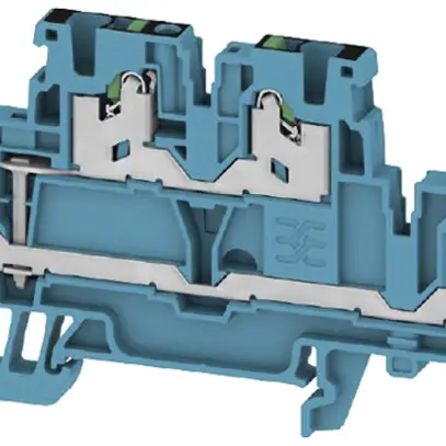 Durchgangs-Reihenklemme S2T 2.5 VL BL 2.5mm² 22A 800V SNAP IN 2×2 TH35 blau 