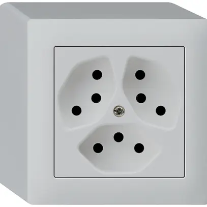 Presa AP kallysto 3×T13 grigio chiaro con protezione bambini 