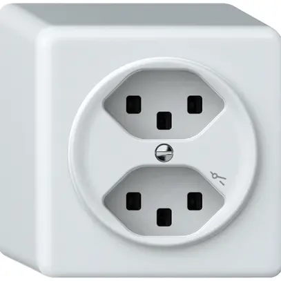 Prise AP origin 2×type 23 1×S 16A 230V 88×88×54mm blanc 
