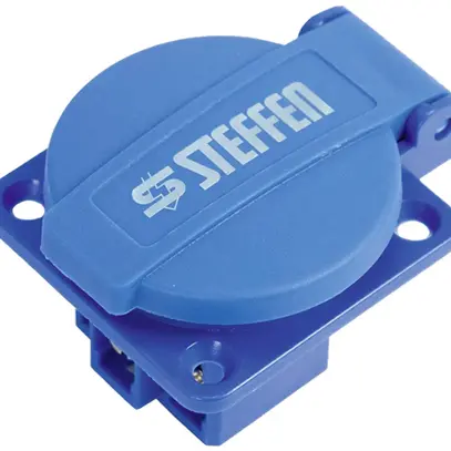 EB-Steckdose A. Steffen 1×T23 16A 250V 50×62×45mm mit Deckel blau 