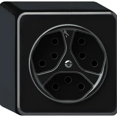 Presa AP origin 3×tipo 13 1×S 10A 230V 88×88×54mm nero 