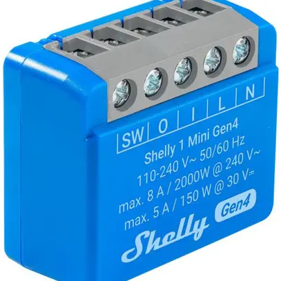 Shelly 1 Mini Gen4 WiFi-Switch, Matter Act. comm. WLAN, 8 A, Bluetooth 