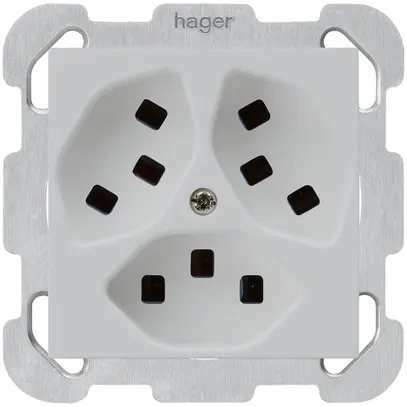 Prise ENC Hager kallysto 3×T23 B gris clair 