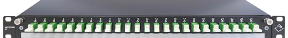 Breakoutbox 19" Dätwyler OV-SV 24×LSH/APC vert OS2 décalé 1UH noir 