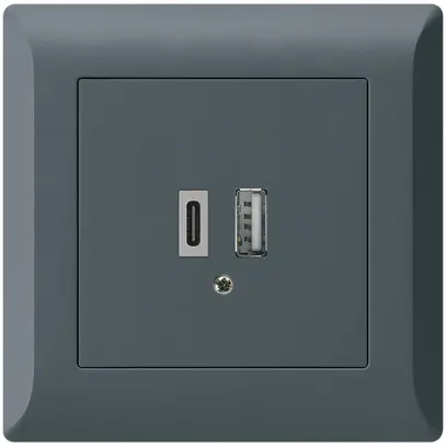 Presa di carica USB INC kallysto.line 18W PD 1×tipo A 1×tipo C antracite 