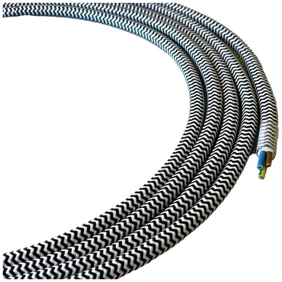 Câble textile Elektrogros 3×0.75mm² blanc/noir rouleau à 50m 
