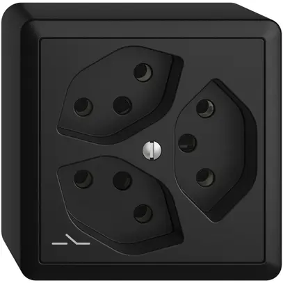 Prise AP EDIZIOdue 3×T13 noir 1×S 