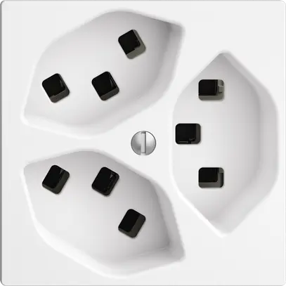 Presa EDIZIOdue 3×T23 bianco 16A, con morsetti innest. 