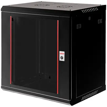 Coffret mural 19" ROLINE Basic Plus 600×645×450mm 12UH 1×porte acier noir 