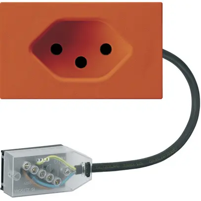 Prise INC 1×type 13 Hager FLF pour câble plat Technofil L1 orange 