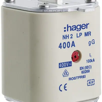 Fusible HPC Hager DIN2 400VAC 400A gG/gL avertisseur double antirouille 