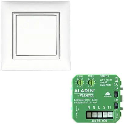 Kit d'installazione RF 4 ALADIN EnO, 1×pulsante + 1×attuatore-commutatore 