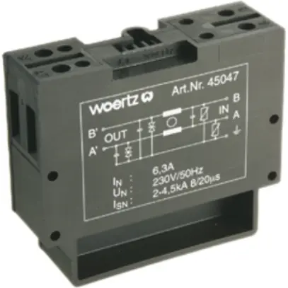 Borne de terre joignable Woertz 4mm² raccordement à vis montage direct noir 