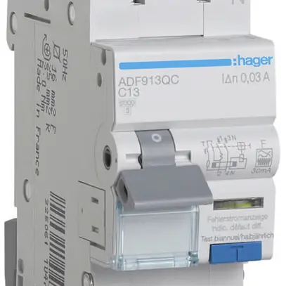 Fehlerstrom-/Leitungsschutzschalter Hager 1P+N 230V C 13A 30mA F 6kA 2 Module 