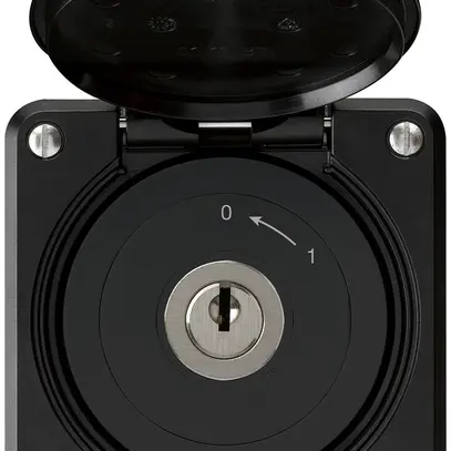 Contact pivotant à clé ENC robusto IP55 noir avec clapet sans cylindre 1P 