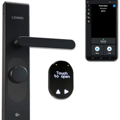 Commande de serrure de porte RF Shelly LOQED 1 284×69mm BLE/Wi-Fi noir 
