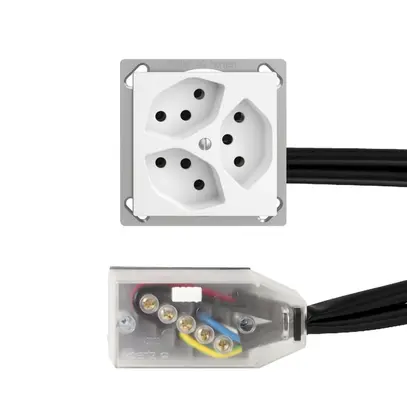 Presa INS EDIZIOdue 3×T13 L2 bianco per cavo piatto Technofil 