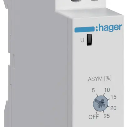 Relè di monitoraggio fase AMD Hager EUP100, 1LN/3LN 1C (5A/250V) 1UM 