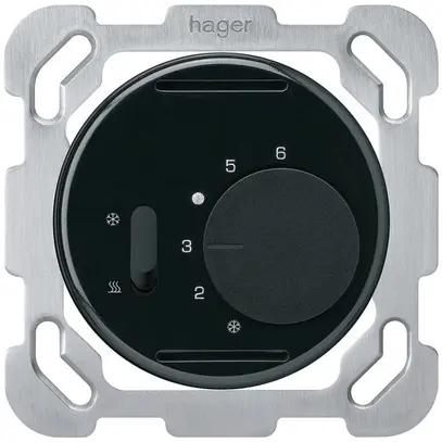 Termostato INC Hager basico B, con interr.di riscald./raffred., nero 