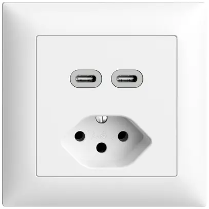 Prise ENC USB 2×type C + type 13 Feller EDIZIOdue FMI 230V 3000mA blanc 
