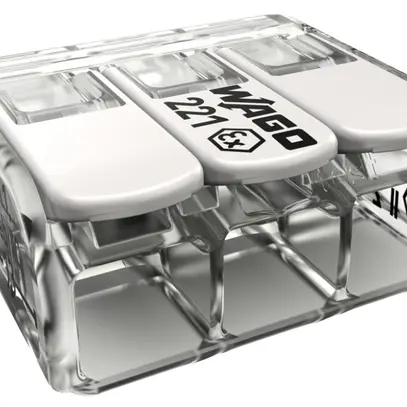 Borne de connexion WAGO 221 3×0.5…6mm² levier 37A 440V gris transparent 