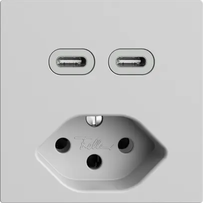Presa USB 2×tipo C + tipo 13 Feller EDIZIOdue F 230V 3000mA grigio chiaro 