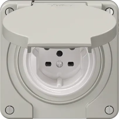 Prise NEVO N.CO, 1×T15, IP21, gris clair 