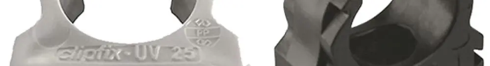 Collare per tubo Plica CLIPFIX-UV M32 1 foro per vite PE -25…60°C UV nero 