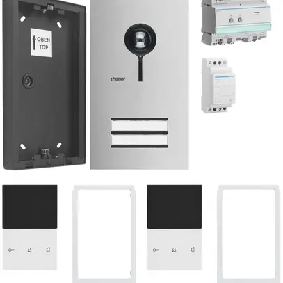 Kit vidéo AP Hager elcom.start pour 2 appartements 