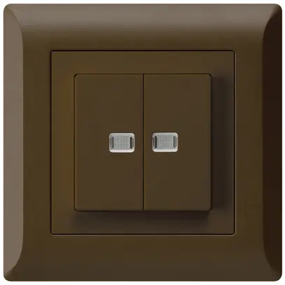 Interruttore pulsante luminoso INC kallysto.line 1/3+3/1 con 2 lenti marrone 