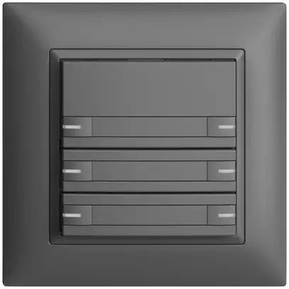 UP-Taster KNX 6-fach EDIZIOdue dunkelgrau RGB mit LED mit Papiereinlage 