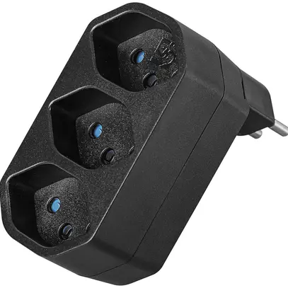 Spina multipla LINE 3×T13 girevole 320° 10A 230V IP20 nero 