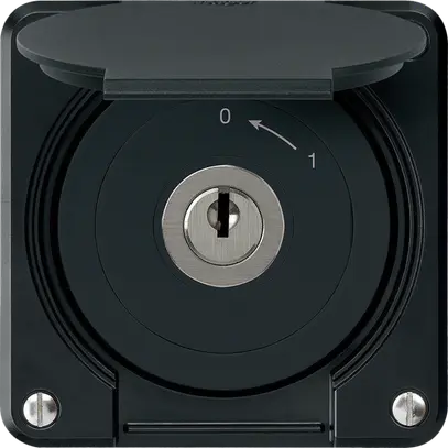Contatto rotativo a chiave INC robusto IP55 nero coperchio s.cilindro 1P combi 