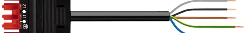 Câble de raccordement WAGO 5×2.5mm² 20A 400V 5m cod.P prise-libre rouge 