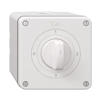 NAP-Drehschalter NEVO, 5/2L, mit Drehgriff, KS, 0-1-2-3, weiss 